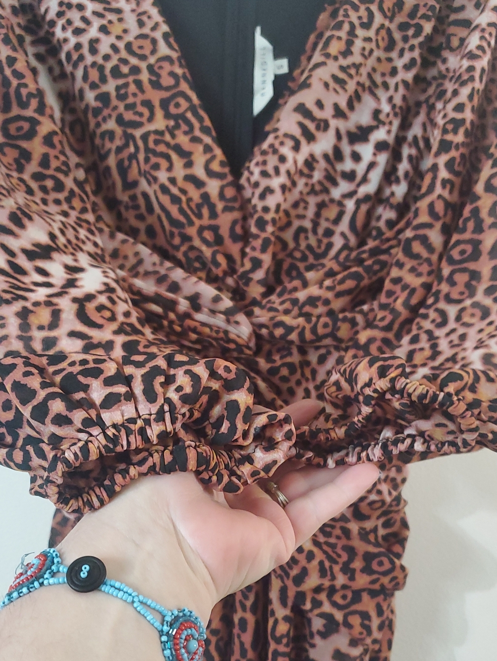 Anthropologie Ranna Gill Leopard Print Cutout Midi Dress Size Small Twist Front - Picture 6 of 16